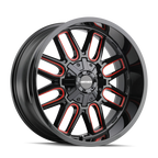 Mayhem 8107 Cogent 17x9 / 5x127 BP / -12mm Offset / 87.1mm Hub Black w/ Prism Red Wheel