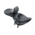 Mustang 00-15 Harley Softail Std Rear Tire Wide Touring Solo Seat w/Driver Backrest w/Studs - Black