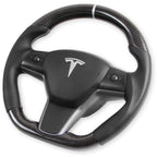 REKUDO STEERING WHEEL - CARBON FIBER WITH LEATHER GRIPS 2017-2021 Tesla Model 3 & 2020-2021 Tesla Model Y FI Performance