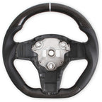 REKUDO STEERING WHEEL - CARBON FIBER WITH LEATHER GRIPS 2017-2021 Tesla Model 3 & 2020-2021 Tesla Model Y FI Performance