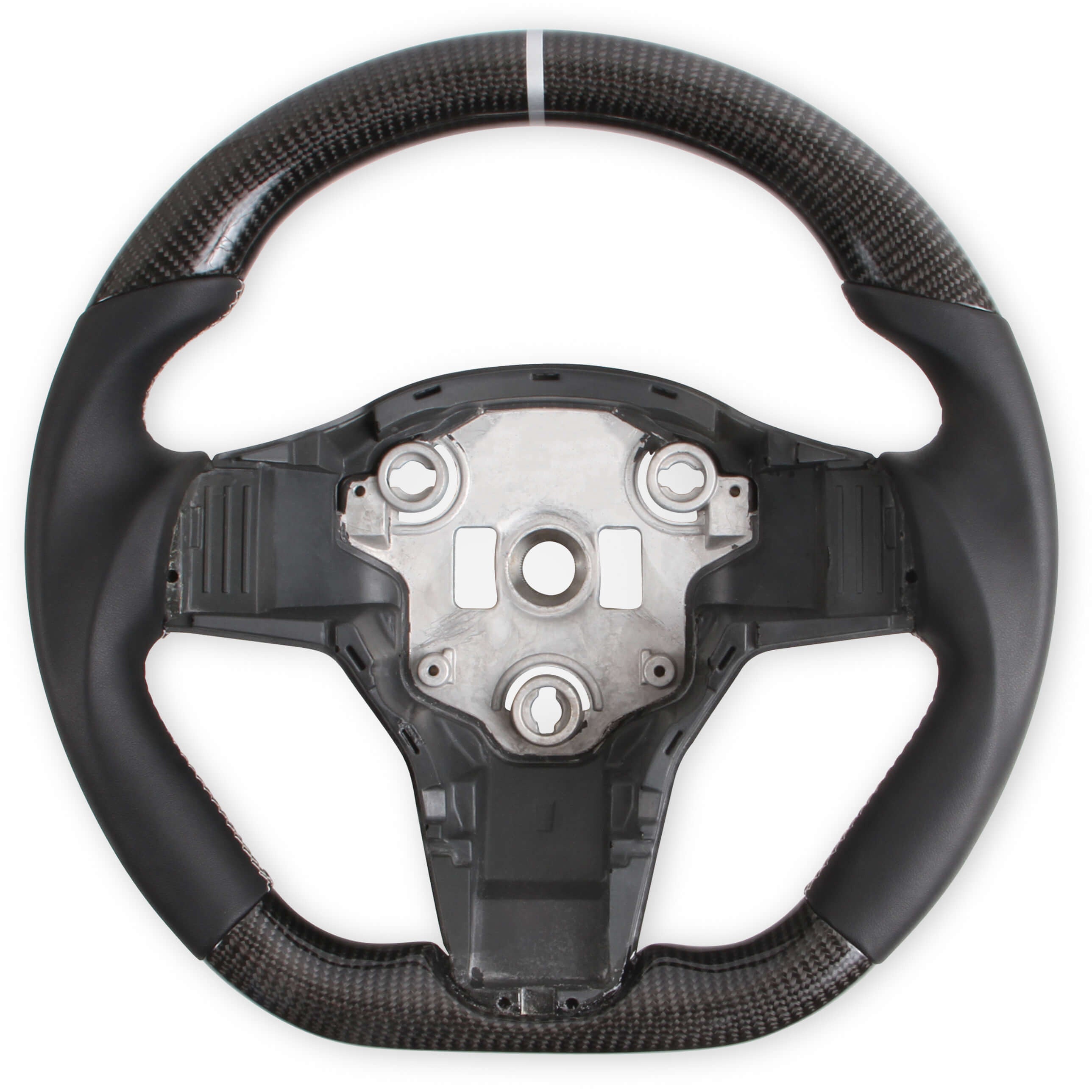 REKUDO STEERING WHEEL - CARBON FIBER WITH LEATHER GRIPS 2017-2021 Tesla Model 3 & 2020-2021 Tesla Model Y FI Performance