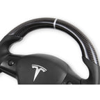 REKUDO STEERING WHEEL - CARBON FIBER WITH LEATHER GRIPS 2017-2021 Tesla Model 3 & 2020-2021 Tesla Model Y FI Performance