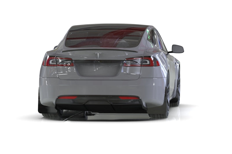 Rally Armor 21-26 Tesla Model S / S Plaid Black UR Mud Flap w/White Logo