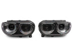 Raxiom 08-14 Dodge Challenger Halo Projctr Headlights w/Sequential Turn Signals-Blk Hsng(Clear Lens)