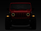 Raxiom 18-22 Jeep Wrangler JL/JT Axial 9-Inch LED Headlights w/RGB Halo- Black Housing (Clear Lens)