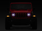 Raxiom 18-22 Jeep Wrangler JL/JT Axial 9-Inch LED Headlights w/RGB Halo- Black Housing (Clear Lens)