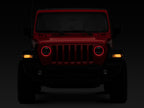 Raxiom 18-22 Jeep Wrangler JL/JT Axial 9-Inch LED Headlights w/RGB Halo- Black Housing (Clear Lens)