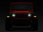 Raxiom 18-22 Jeep Wrangler JL/JT Axial 9-Inch LED Headlights w/RGB Halo- Black Housing (Clear Lens)