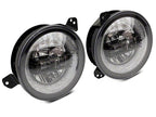 Raxiom 18-22 Jeep Wrangler JL/JT Axial 9-Inch LED Headlights w/RGB Halo- Black Housing (Clear Lens)