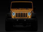 Raxiom 97-18 Jeep Wrangler TJ/JK Axial 7-Inch LED Headlights w/ DRL- Black Housing (Clear Lens)