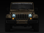 Raxiom 97-18 Jeep Wrangler TJ/JK Axial 7-Inch LED Headlights w/RGB Halo- Black Housing (Clear Lens)