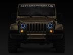 Raxiom 97-18 Jeep Wrangler TJ/JK Axial 7-Inch LED Headlights w/RGB Halo- Black Housing (Clear Lens)