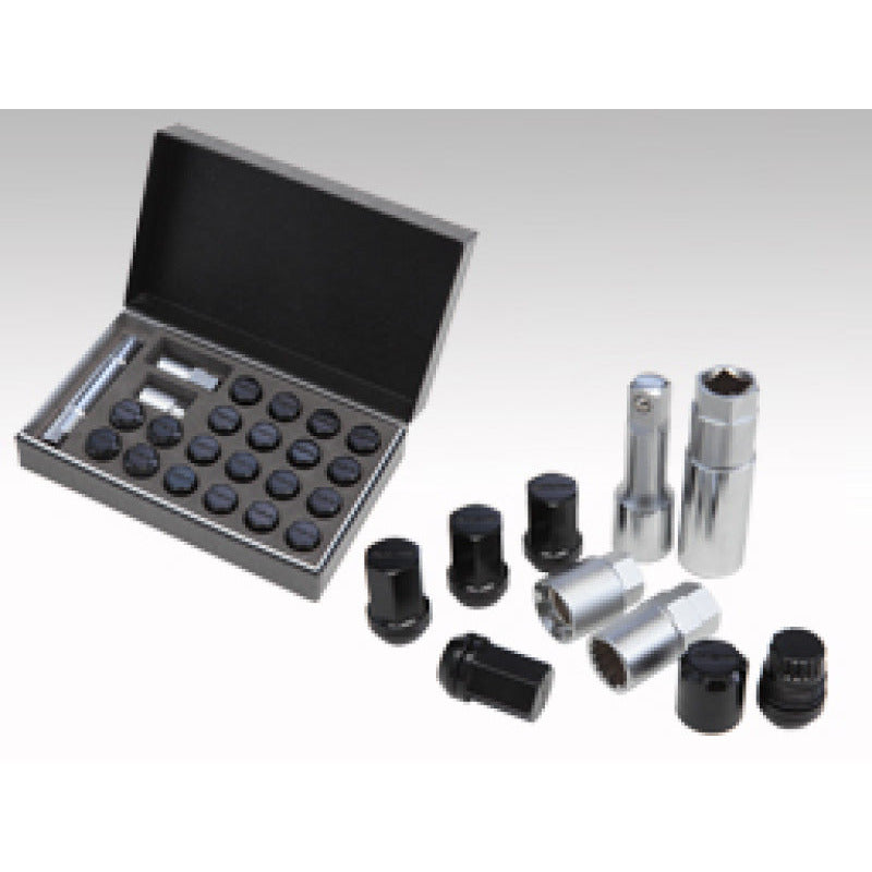 Rays M12x1.50 19mm Hex w/ 2 Piece Double Lock Nut Set - Black Rays Lug Nuts