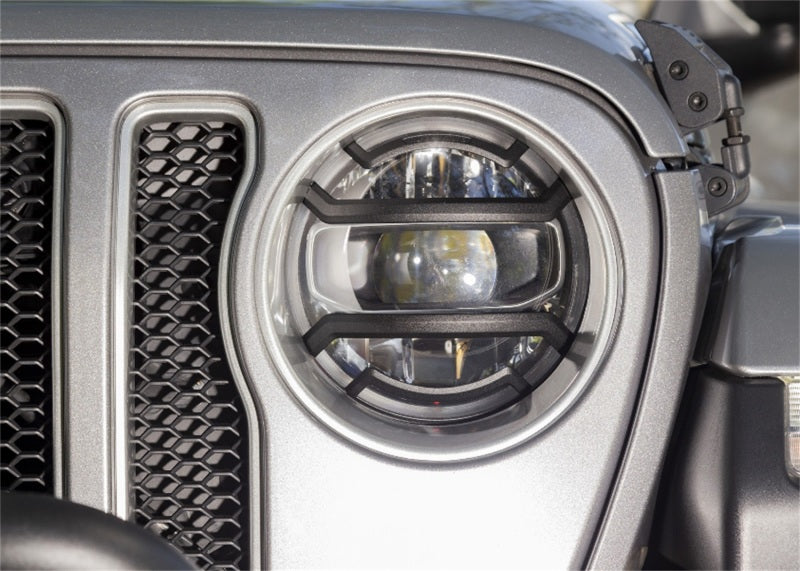 Rugged Ridge 18-20 Jeep Wrangler JL / 2020 Jeep Gladiator JT Black Elite Headlight Guards Black Rugged Ridge Light Covers and Guards
