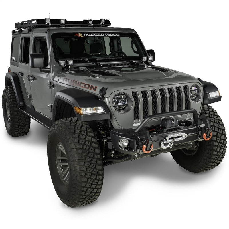Rugged Ridge 18-20 Jeep Wrangler JL/JT Arcus Front Bumper Set w/ Overrider Rugged Ridge Bumpers - Steel