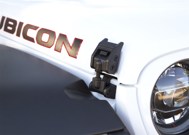 Rugged Ridge 2018-20 Jeep Wrangler JL / 2020 Jeep Gladiator Textured Black Hood Catches Rugged Ridge Brackets