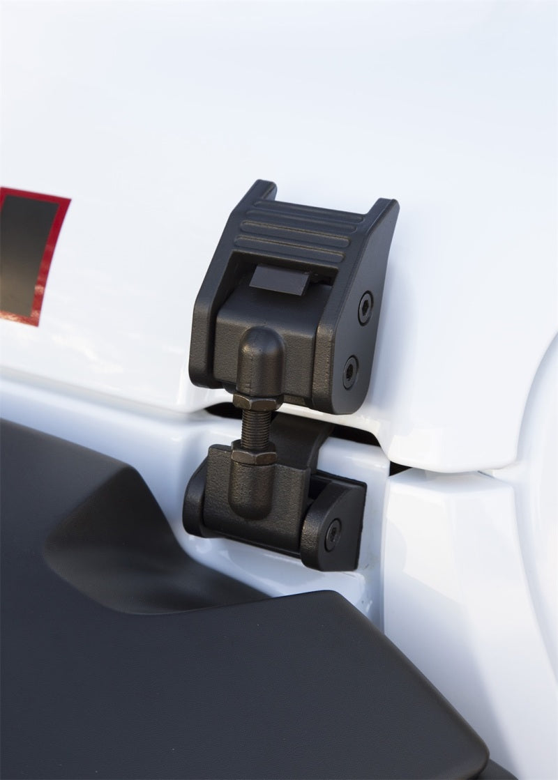 Rugged Ridge 2018-20 Jeep Wrangler JL / 2020 Jeep Gladiator Textured Black Hood Catches Rugged Ridge Brackets