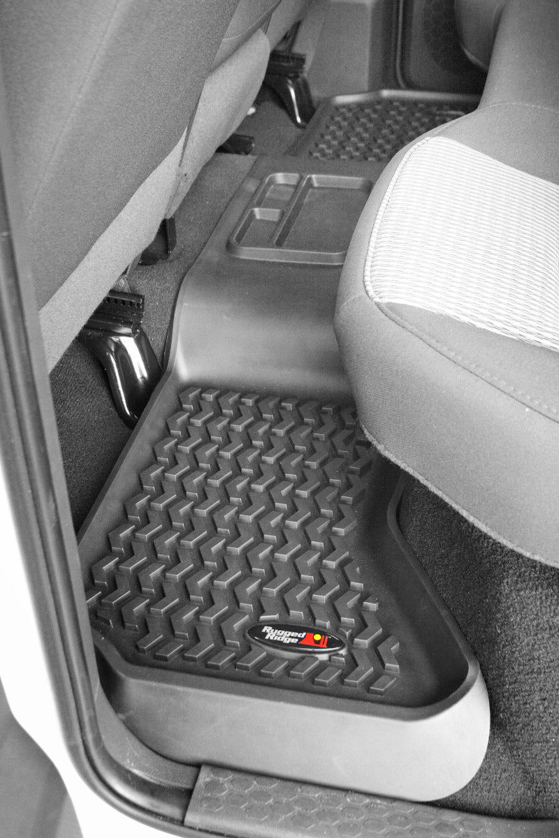 Rugged Ridge Floor Liner Rear Black 2002-2018 Dodge Ram 1500 Quad Cab Rugged Ridge Floor Mats - Rubber
