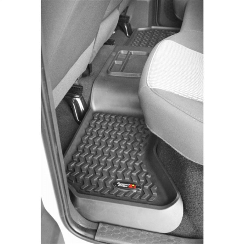 Rugged Ridge Floor Liner Rear Black 2002-2018 Dodge Ram 1500 Quad Cab Rugged Ridge Floor Mats - Rubber