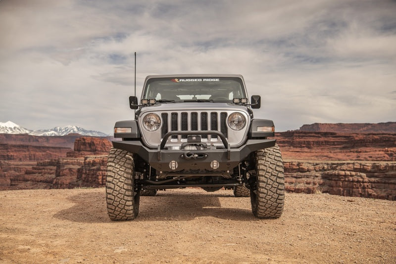 Rugged Ridge HD Bumper Full Width Front 07-18 Jeep Wrangler JK 18-20 Jeep Wrangler JL 2020 JT Rugged Ridge Bumpers - Steel