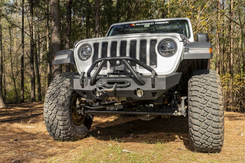 Rugged Ridge HD Bumper Stubby Front 07-18 Jeep Wrangler JK 18-20 Jeep Wrangler JL 2020 JT Rugged Ridge Bumpers - Steel
