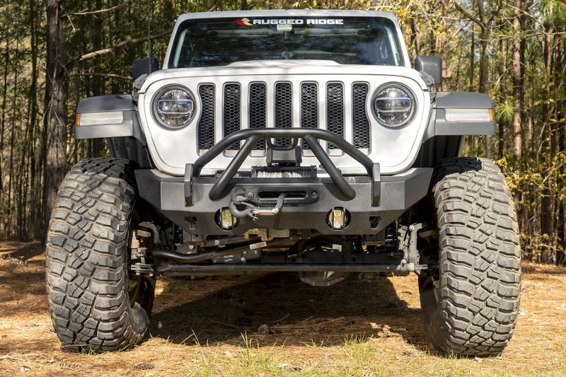 Rugged Ridge HD Bumper Stubby Front 07-18 Jeep Wrangler JK 18-20 Jeep Wrangler JL 2020 JT Rugged Ridge Bumpers - Steel