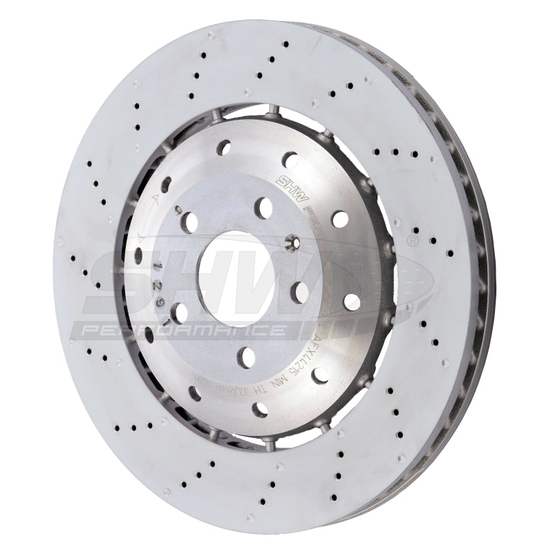 SHW 08-12 Audi R8 4.2L (Excl Ceramic Brakes) Front Drilled-Dimpled Lightweight Brake Rotor SHW Performance Brake Rotors - Drilled
