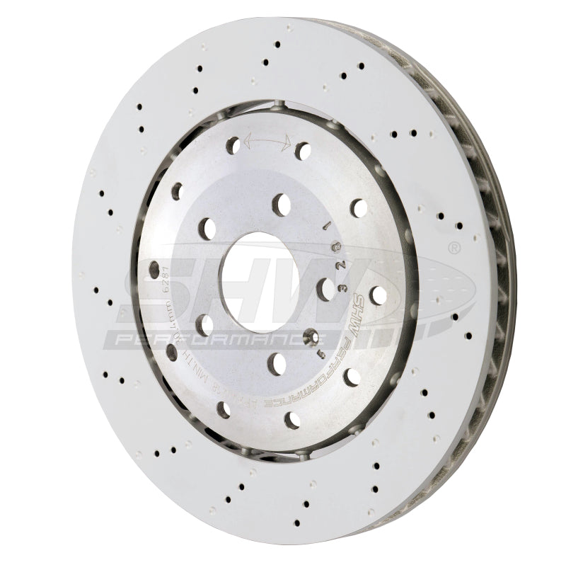 SHW 08-12 Audi R8 4.2L (Excl Ceramic Brakes) Rear Drilled-Dimpled Lightweight Brake Rotor SHW Performance Brake Rotors - Drilled