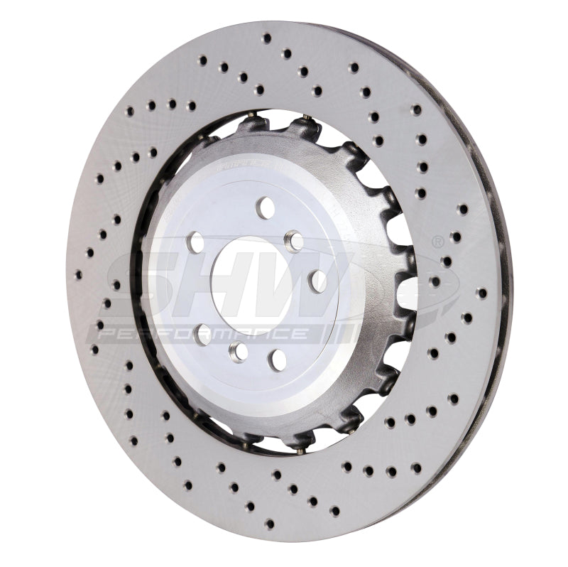 SHW 11-16 BMW M5 4.4L Right Rear Cross-Drilled Lightweight Brake Rotor SHW Performance Brake Rotors - Drilled