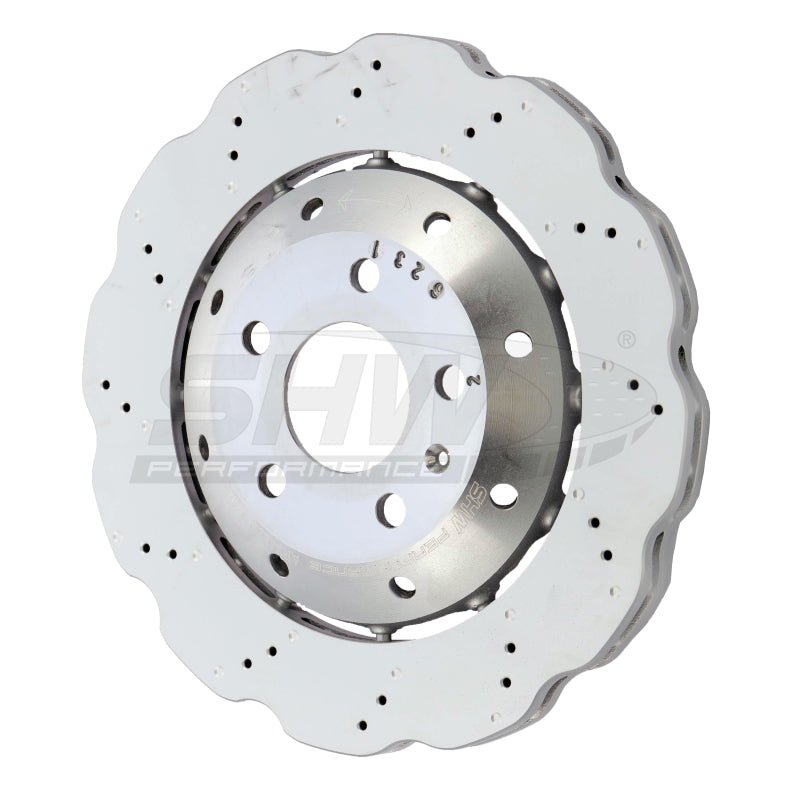 SHW 13-15 Audi RS5 4.2L Rear Drilled-Dimpled Lightweight Wavy Brake Rotor SHW Performance Brake Rotors - Drilled
