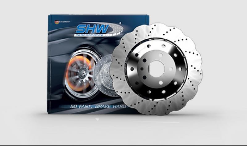 SHW 13-15 Audi RS5 4.2L Rear Drilled-Dimpled Lightweight Wavy Brake Rotor SHW Performance Brake Rotors - Drilled