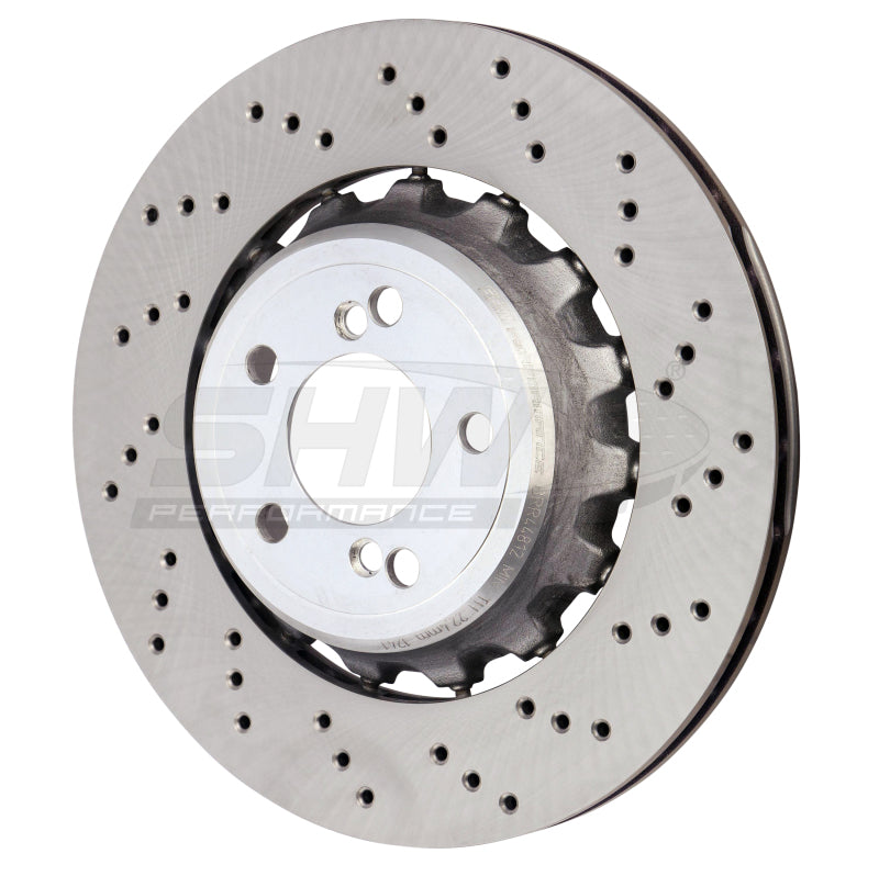 SHW 15-18 BMW M3 3.0L Right Rear Cross-Drilled Lightweight Brake Rotor SHW Performance Brake Rotors - Drilled