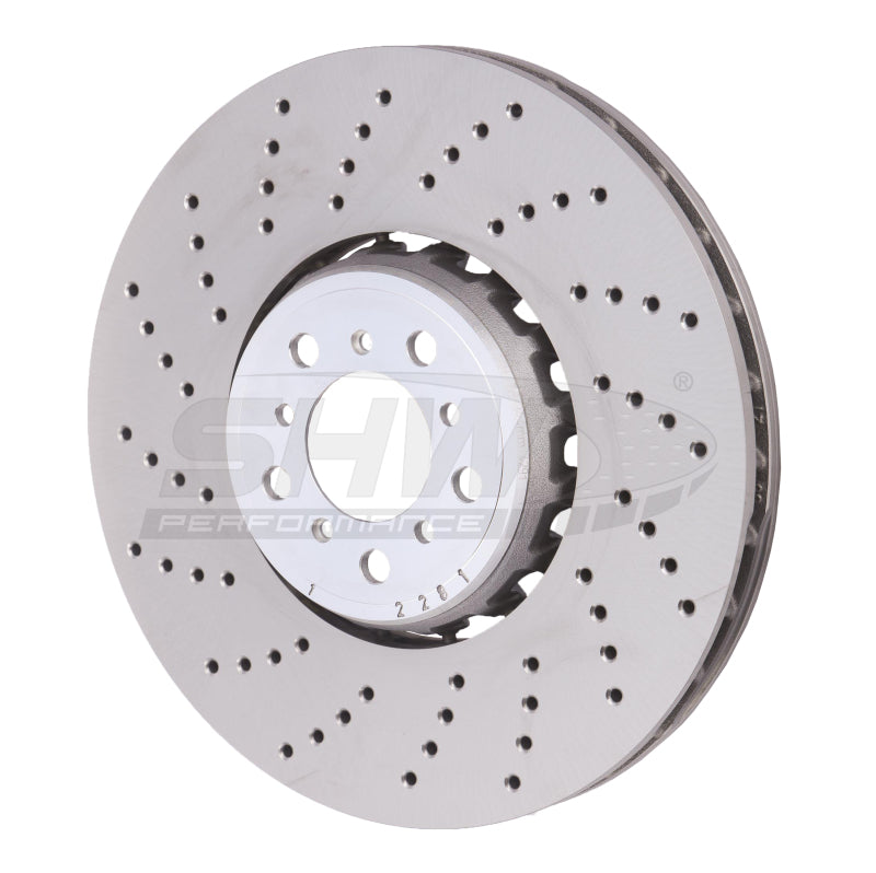 SHW 15-18 BMW X5 M 4.4L Left Front Cross-Drilled Lightweight Brake Rotor SHW Performance Brake Rotors - Drilled