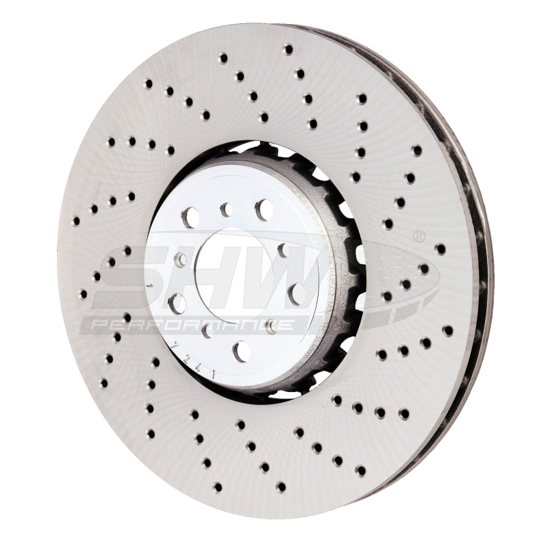 SHW 15-18 BMW X5 M 4.4L Right Front Cross-Drilled Lightweight Brake Rotor SHW Performance Brake Rotors - Drilled