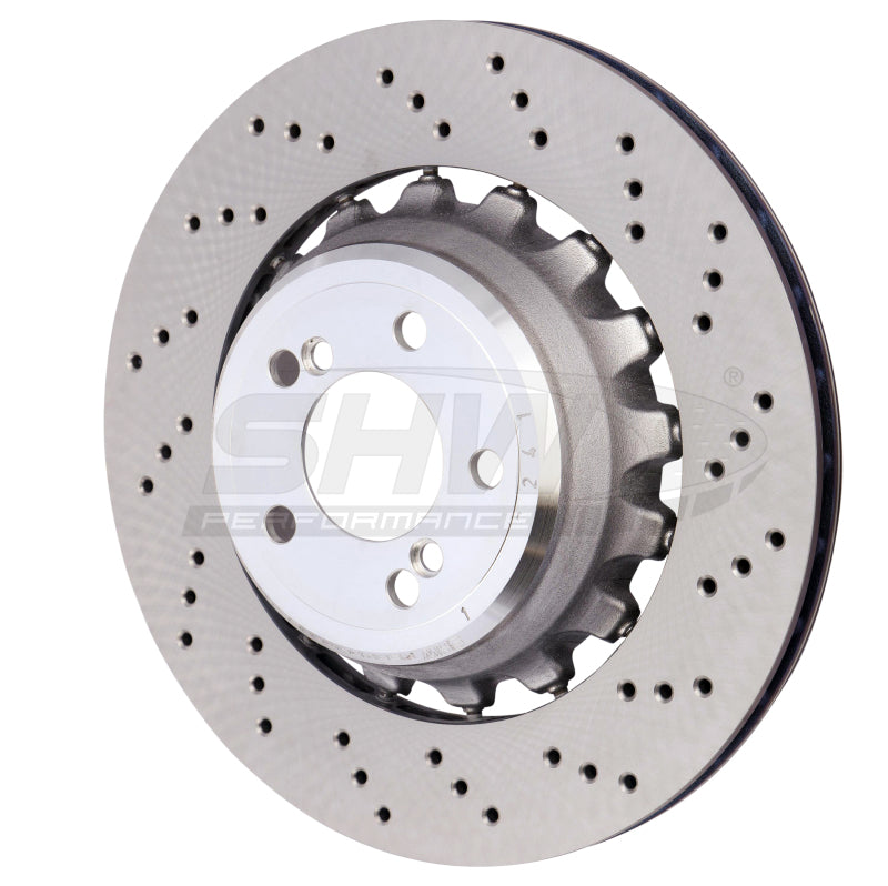 SHW 15-18 BMW X5 M 4.4L Right Rear Cross-Drilled Lightweight Brake Rotor SHW Performance Brake Rotors - Drilled