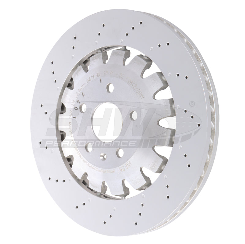 SHW 18-21 Audi TT Quattro 2.0L Front Drilled-Dimpled Lightweight Brake Rotor SHW Performance Brake Rotors - Drilled