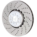 SHW 18-21 BMW M5 4.4L Left Front Cross-Drilled Lightweight Brake Rotor SHW Performance Brake Rotors - Drilled