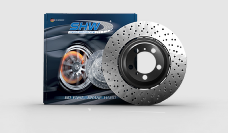 SHW 18-21 BMW M5 4.4L Left Rear Cross-Drilled Lightweight Brake Rotor SHW Performance Brake Rotors - Drilled