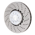 SHW 18-21 BMW M5 4.4L Right Front Cross-Drilled Lightweight Brake Rotor SHW Performance Brake Rotors - Drilled
