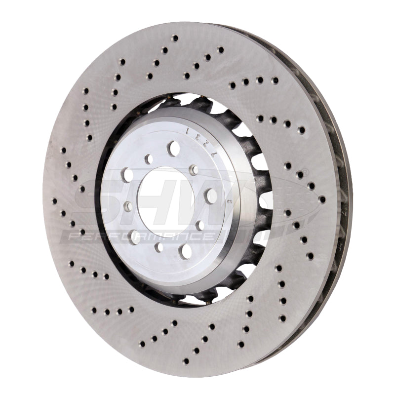 SHW 19-21 BMW M2 Competition 3.0L w/o Ceramic Brakes Left Front Cross-Drilled LW Brake Rotor SHW Performance Brake Rotors - Drilled