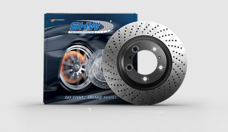 SHW 2016 Porsche Boxster Spyder 3.8L w/o Ceramic Brakes Right Rear Cross-Drilled MB Brake Rotor SHW Performance Brake Rotors - Drilled