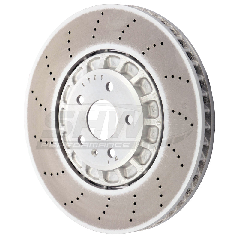 SHW 2020 Audi RSQ3 2.5L Front Cross-Drilled Lightweight Brake Rotor (European Model) SHW Performance Brake Rotors - Drilled