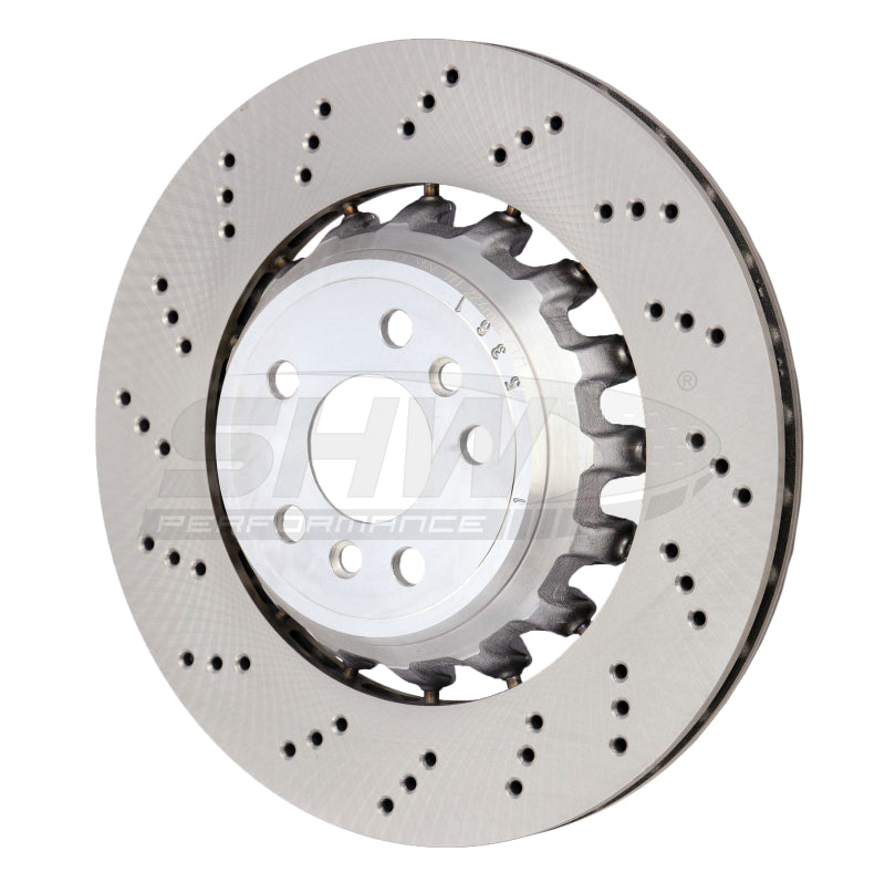 SHW 20-21 BMW X3 M 3.0L Left Rear Cross-Drilled Lightweight Brake Rotor SHW Performance Brake Rotors - Drilled