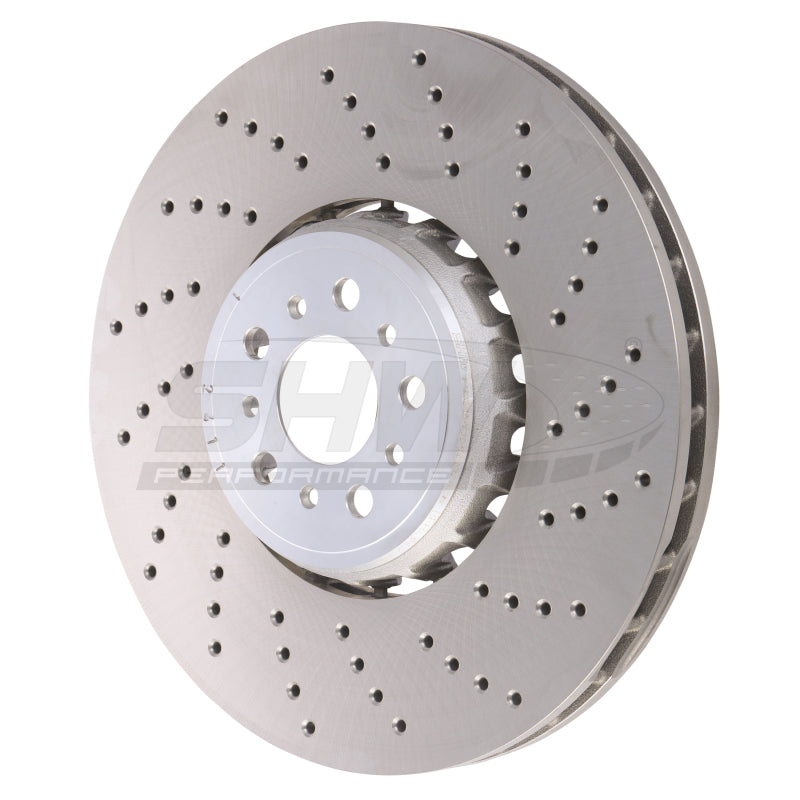 SHW 20-21 BMW X3 M 3.0L Right Front Cross-Drilled Lightweight Brake Rotor SHW Performance Brake Rotors - Drilled
