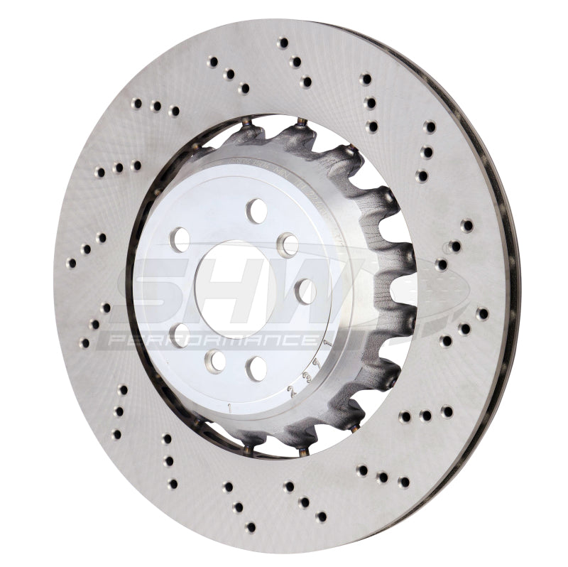 SHW 20-21 BMW X3 M 3.0L Right Rear Cross-Drilled Lightweight Brake Rotor SHW Performance Brake Rotors - Drilled