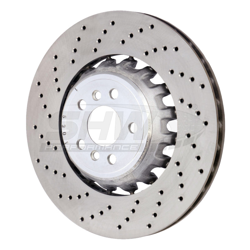 SHW 2020 BMW X5 M 4.4L Left Rear Cross-Drilled Lightweight Brake Rotor SHW Performance Brake Rotors - Drilled