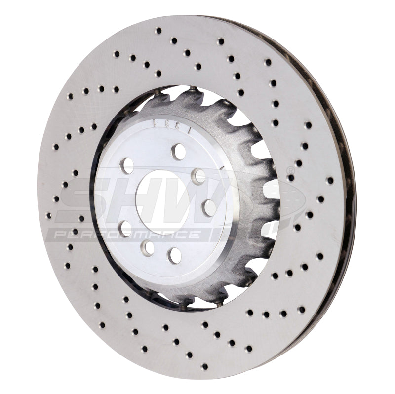 SHW 2020 BMW X5 M 4.4L Right Rear Cross-Drilled Lightweight Brake Rotor SHW Performance Brake Rotors - Drilled