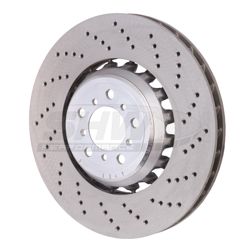 SHW 2021 BMW M2 Competition 3.0L w/o Ceramic Brake Right Front Cross-Drilled Lightweight Brake Rotor SHW Performance Brake Rotors - Drilled
