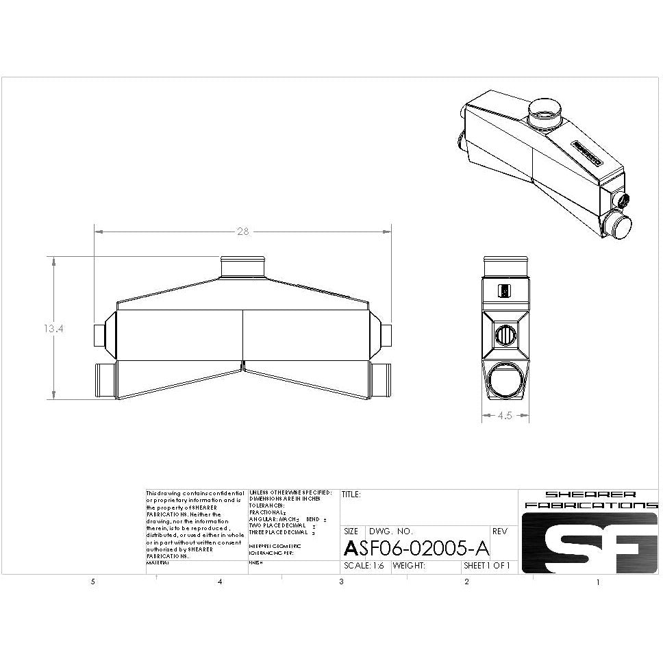 Shearer Fabrications 2000hp, Dual In, Single Out Shearer Fabrications Intercooler