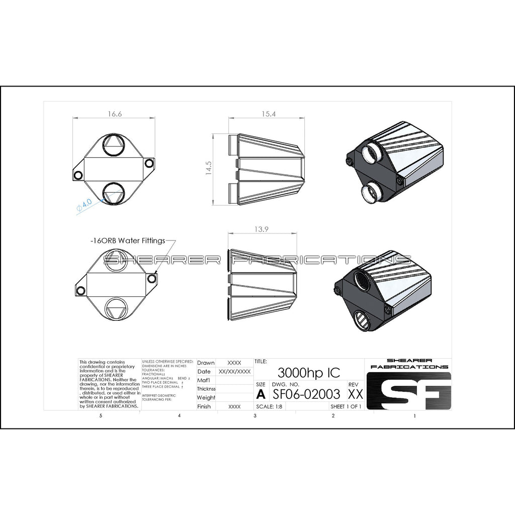 Shearer Fabrications 3000hp Intercooler Shearer Fabrications Intercooler